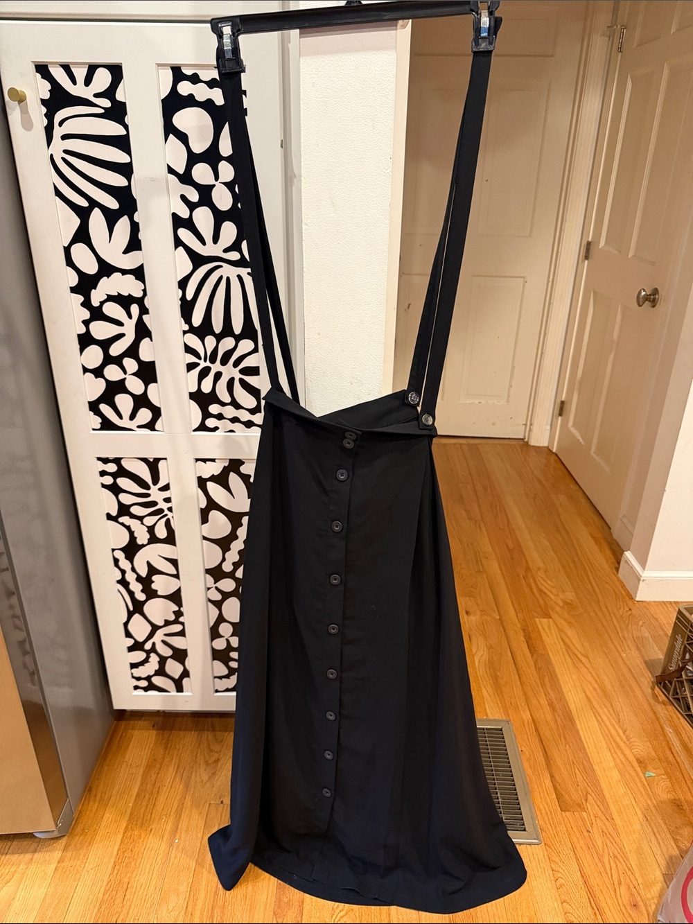 modcloth Black Button-Front Suspender Maxi Skirt